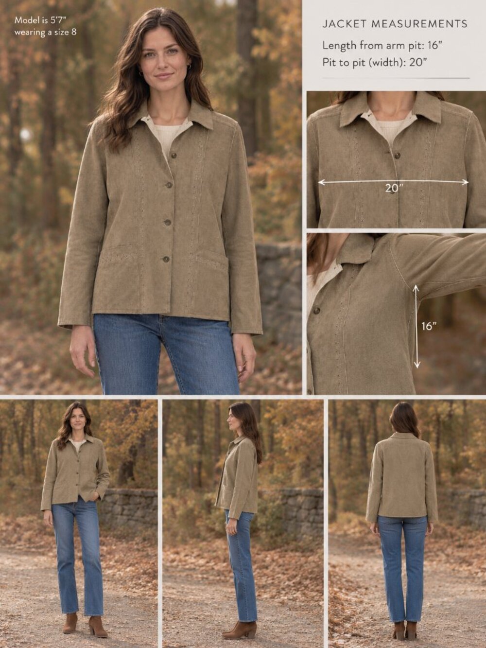 Women’s Tan Faux Suede Jacket – Size 8